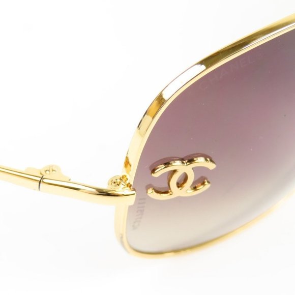 Authentic CHANEL CC Logo Gold Plated Vintage Gradient Tinted Lens Sunglasses Y2K - Picture 4 of 10